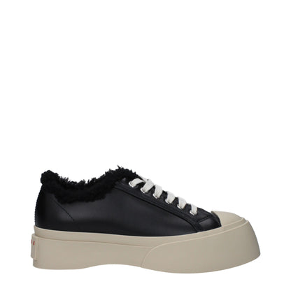 Zapatillas gruesas de cuero negro Marni