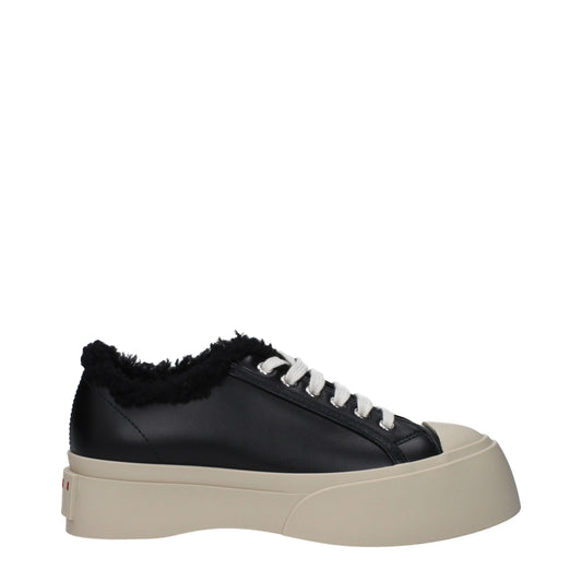 Zapatillas gruesas de cuero negro Marni