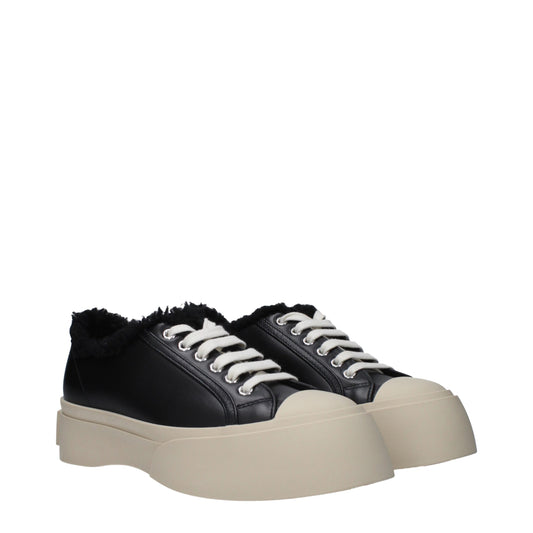 Zapatillas gruesas de cuero negro Marni