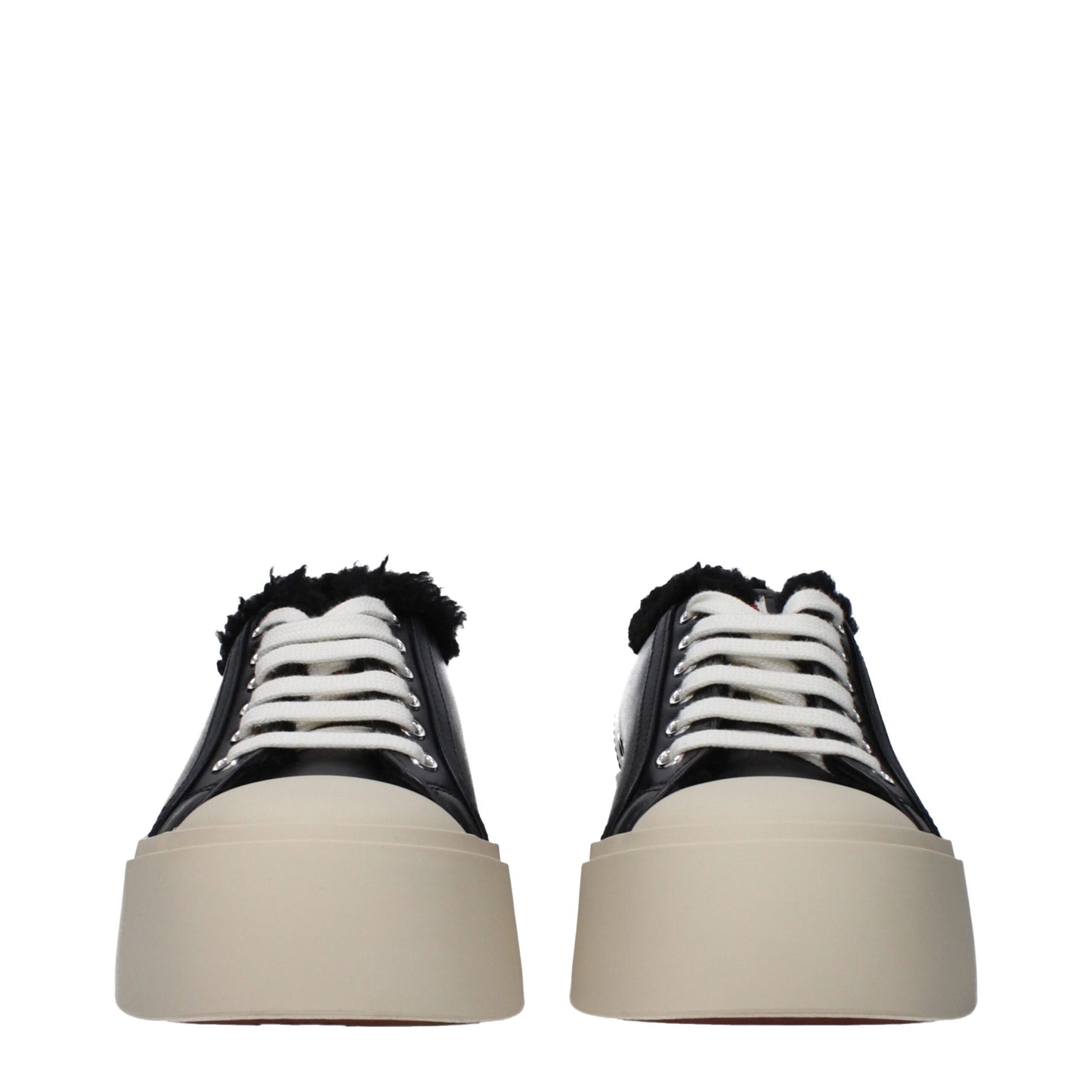Zapatillas gruesas de cuero negro Marni