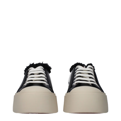Zapatillas gruesas de cuero negro Marni