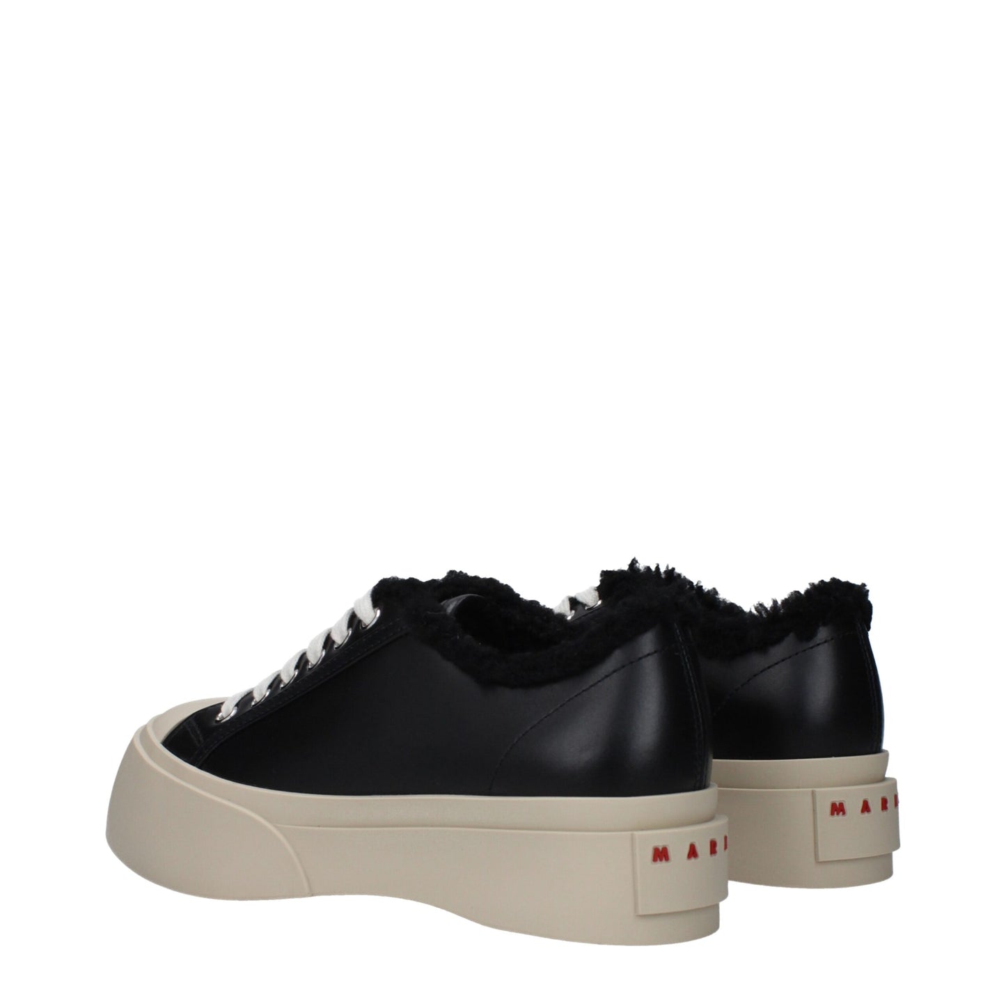 Zapatillas gruesas de cuero negro Marni