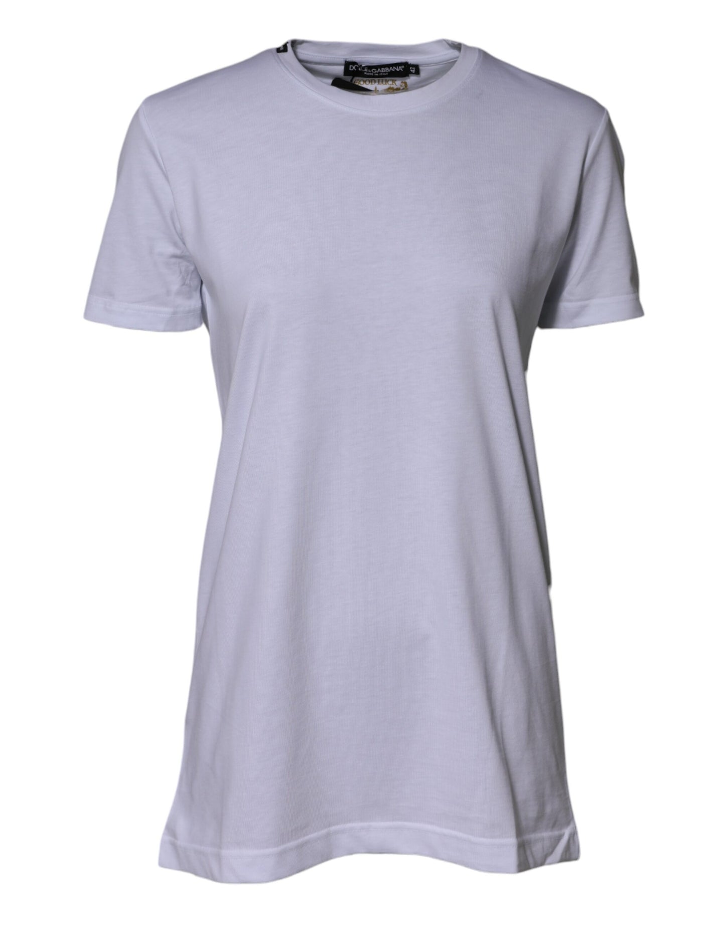 Camiseta Dolce & Gabbana de algodón blanco con cuello redondo "Goodluck 2023"