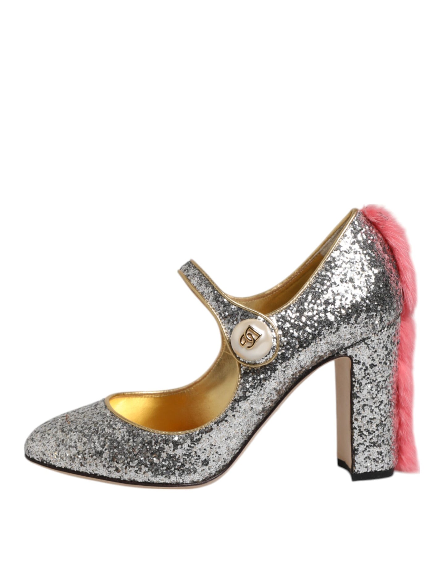 Zapatos de salón VALLY de visón y purpurina plateada de Dolce & Gabbana