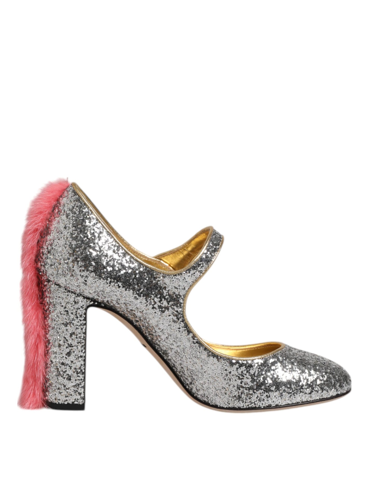 Zapatos de salón VALLY de visón y purpurina plateada de Dolce & Gabbana