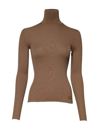 Suéter de cuello alto Dolce & Gabbana de punto marrón de manga larga