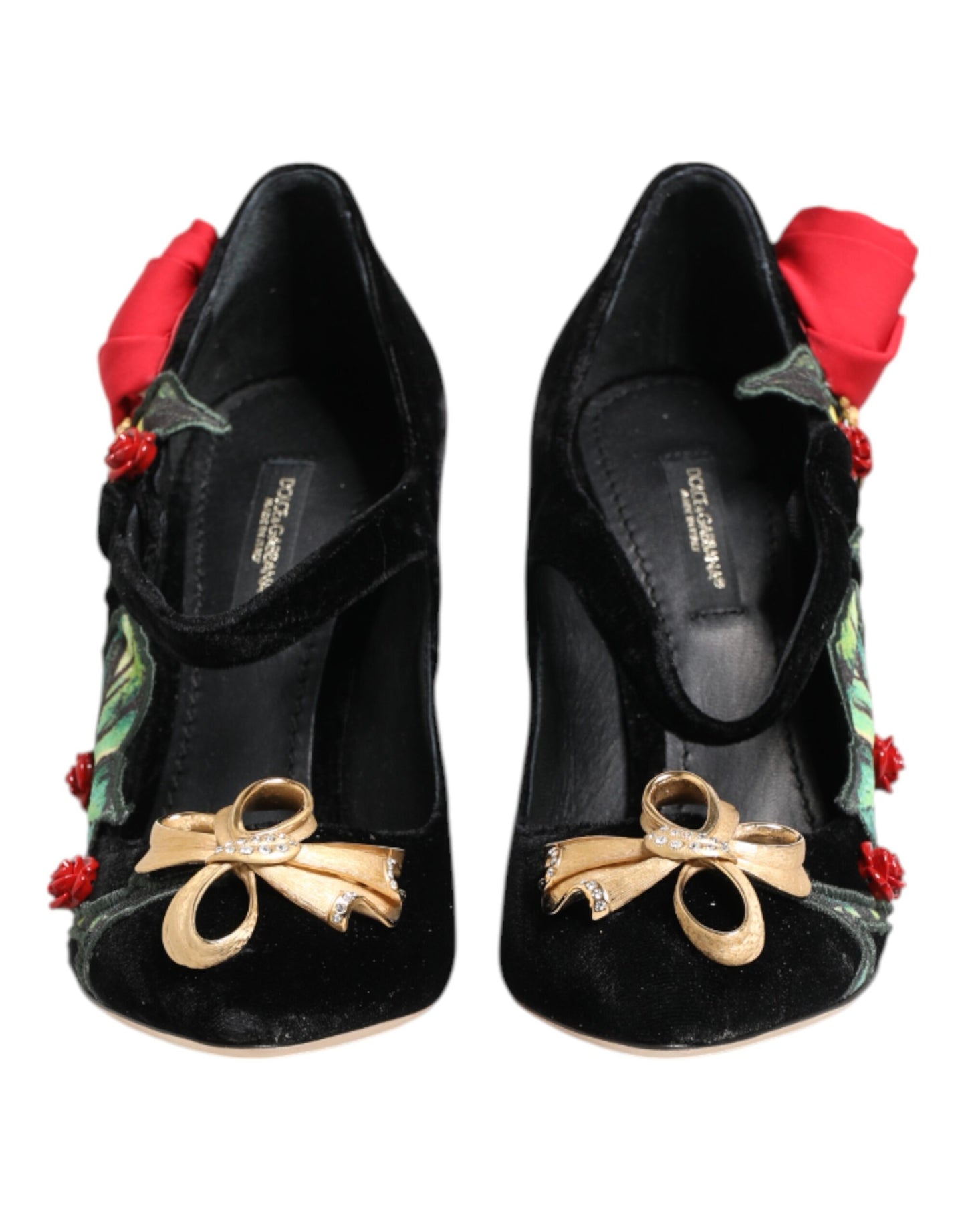 Zapatos Mary Jane con broche de cristal de rosas negras Dolce & Gabbana