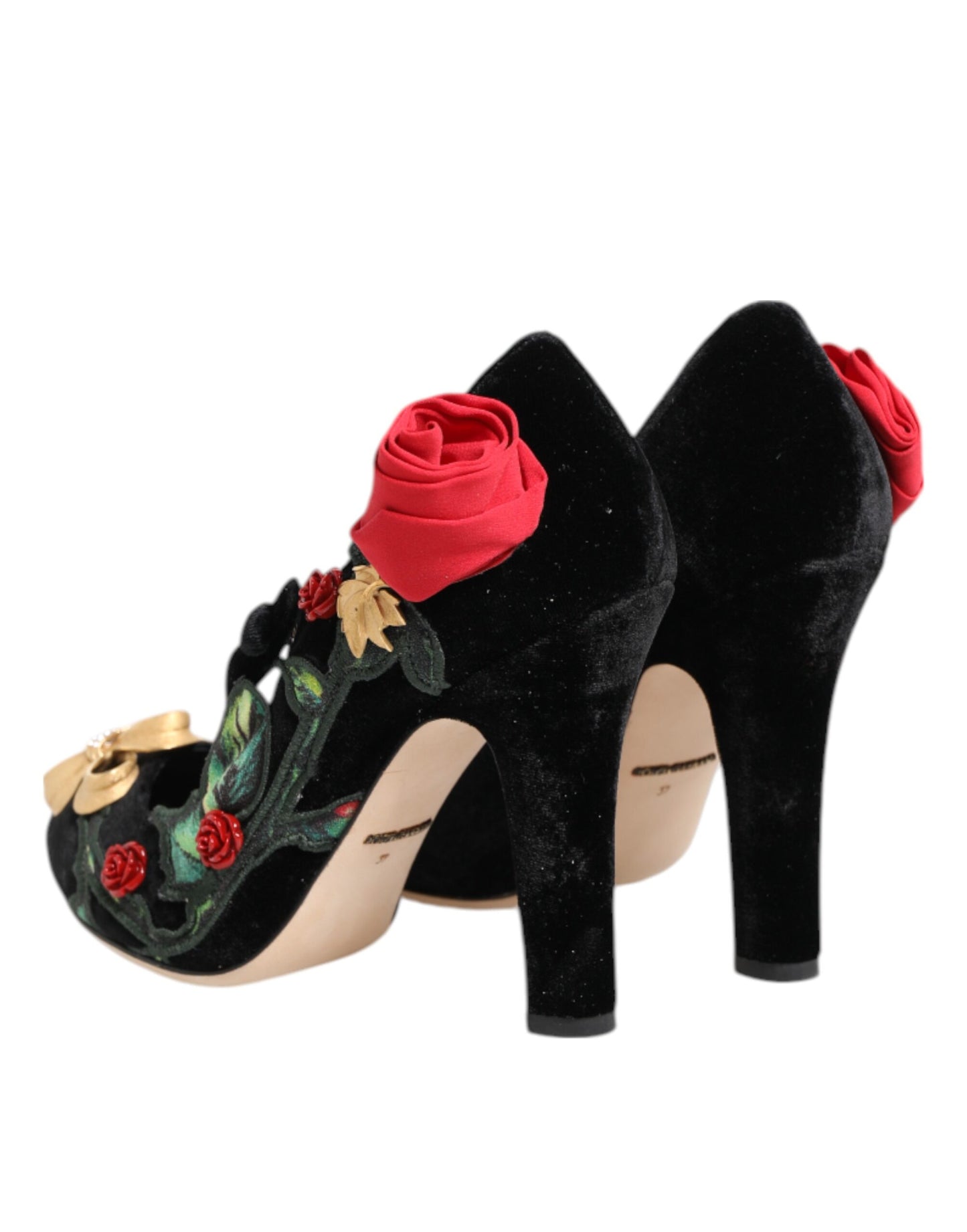 Zapatos Mary Jane con broche de cristal de rosas negras Dolce & Gabbana