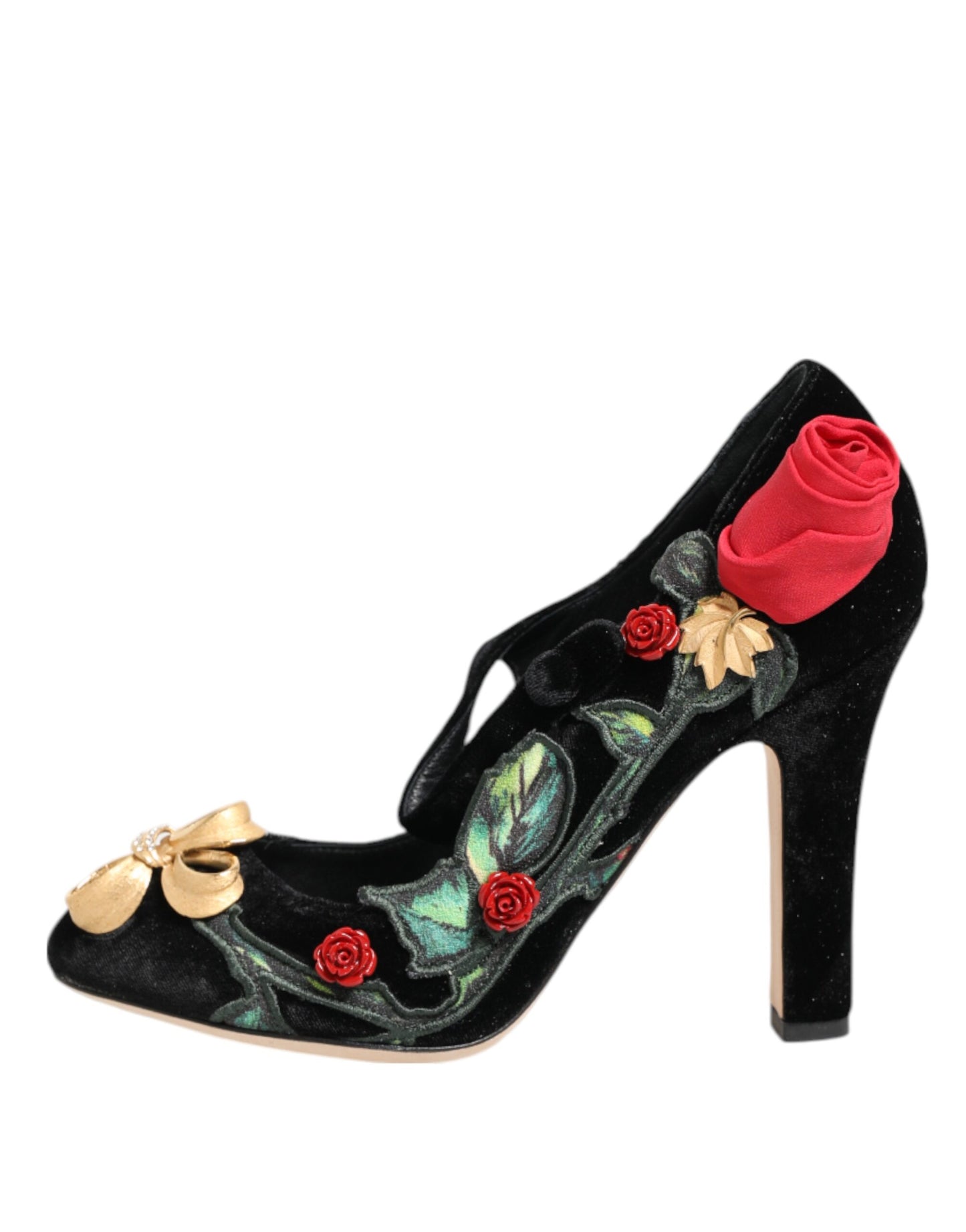 Zapatos Mary Jane con broche de cristal de rosas negras Dolce & Gabbana