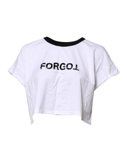 Camiseta corta blanca de algodón con cuello redondo de Dolce & Gabbana