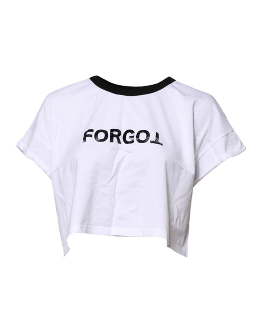 Camiseta corta blanca de algodón con cuello redondo de Dolce & Gabbana