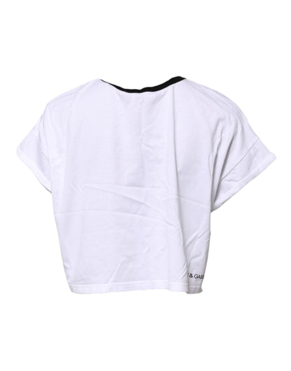 Camiseta corta blanca de algodón con cuello redondo de Dolce & Gabbana