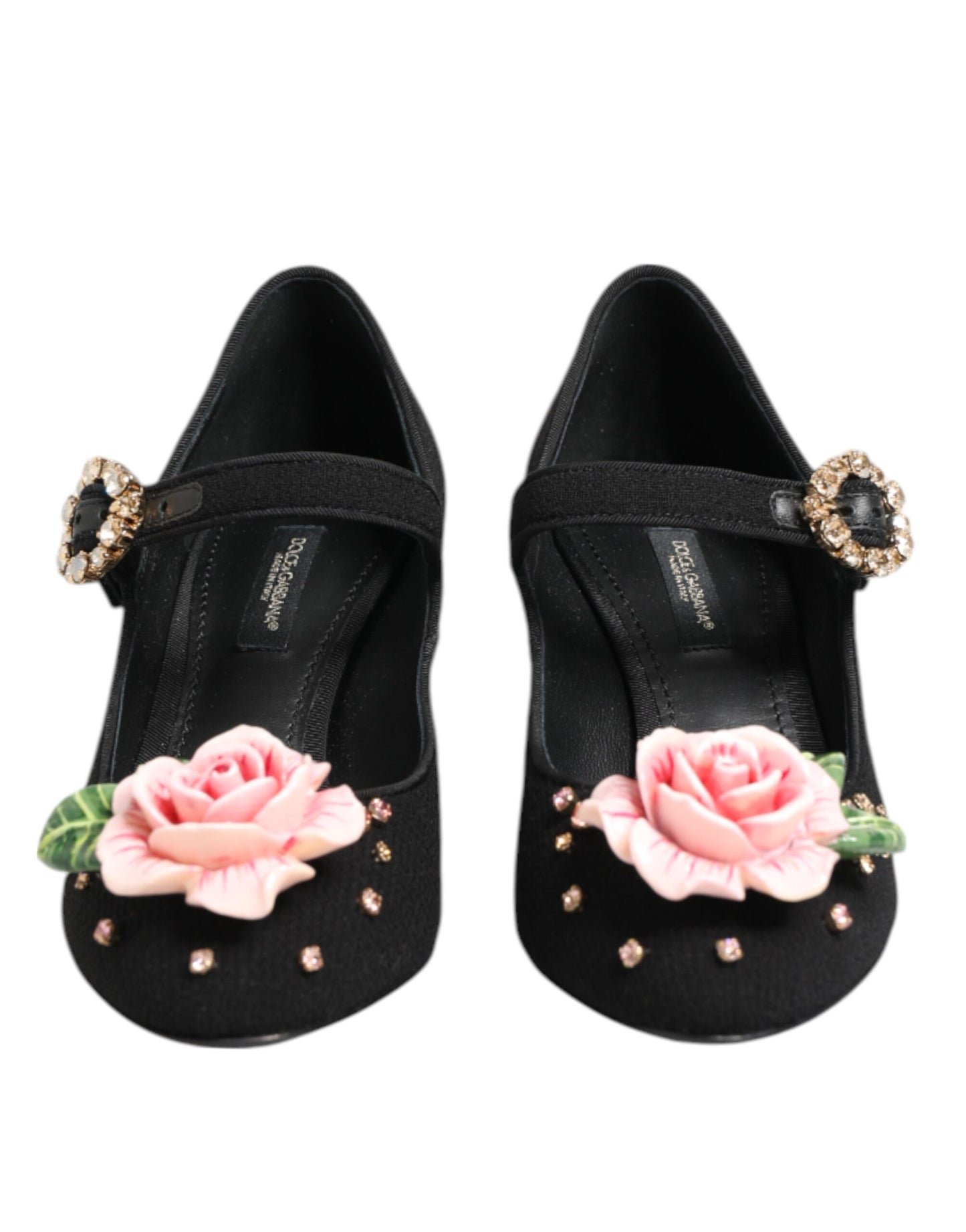 Zapatos Mary Jane de Dolce & Gabbana negros con adornos florales de cristal