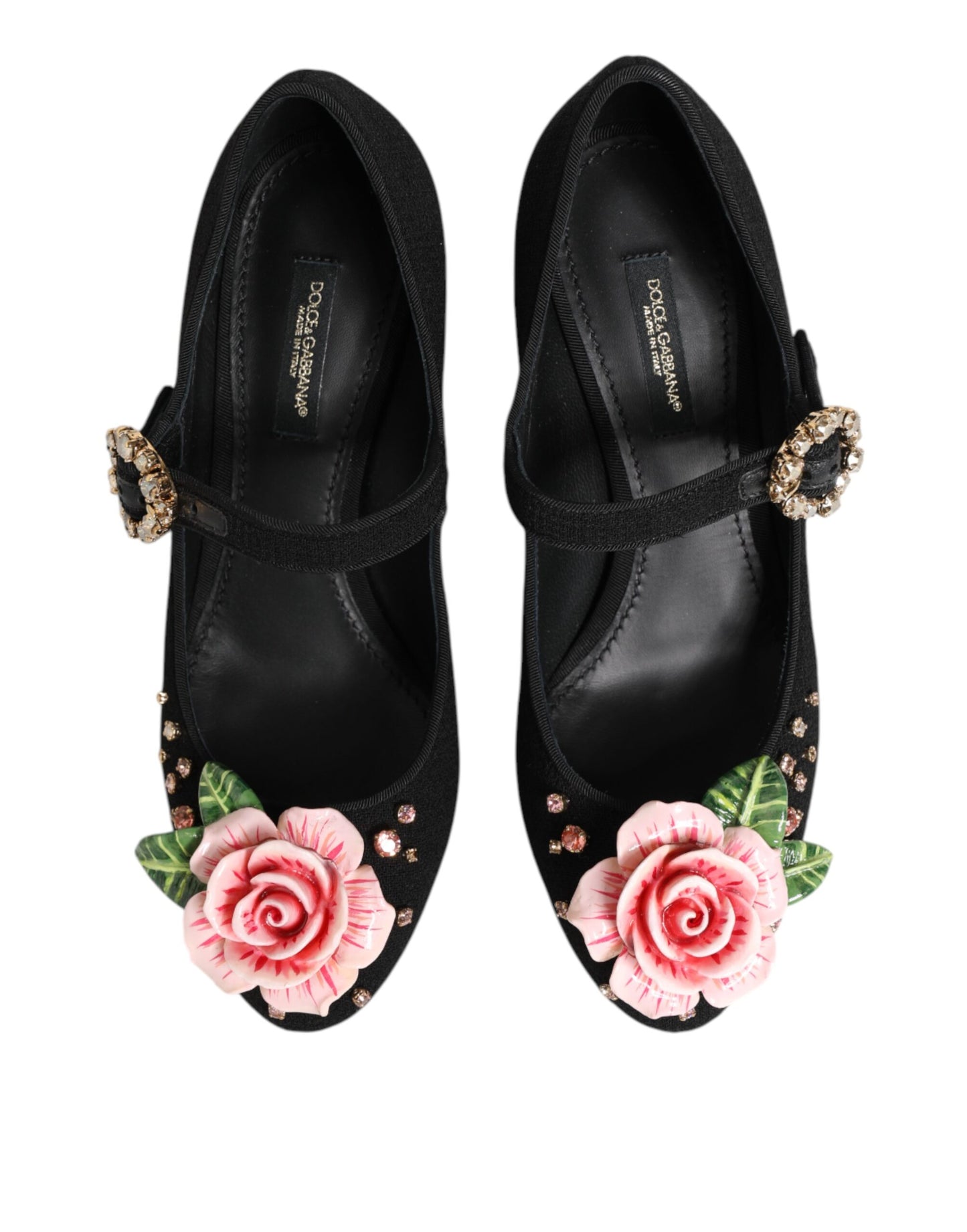 Zapatos Mary Jane de Dolce & Gabbana negros con adornos florales de cristal