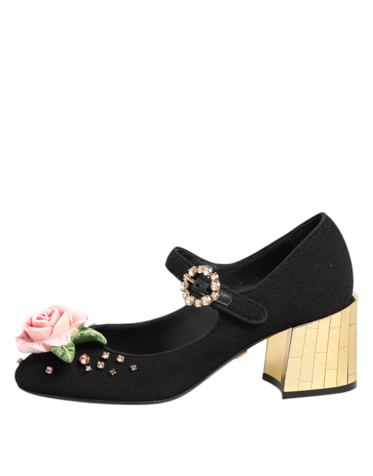 Zapatos Mary Jane de Dolce & Gabbana negros con adornos florales de cristal
