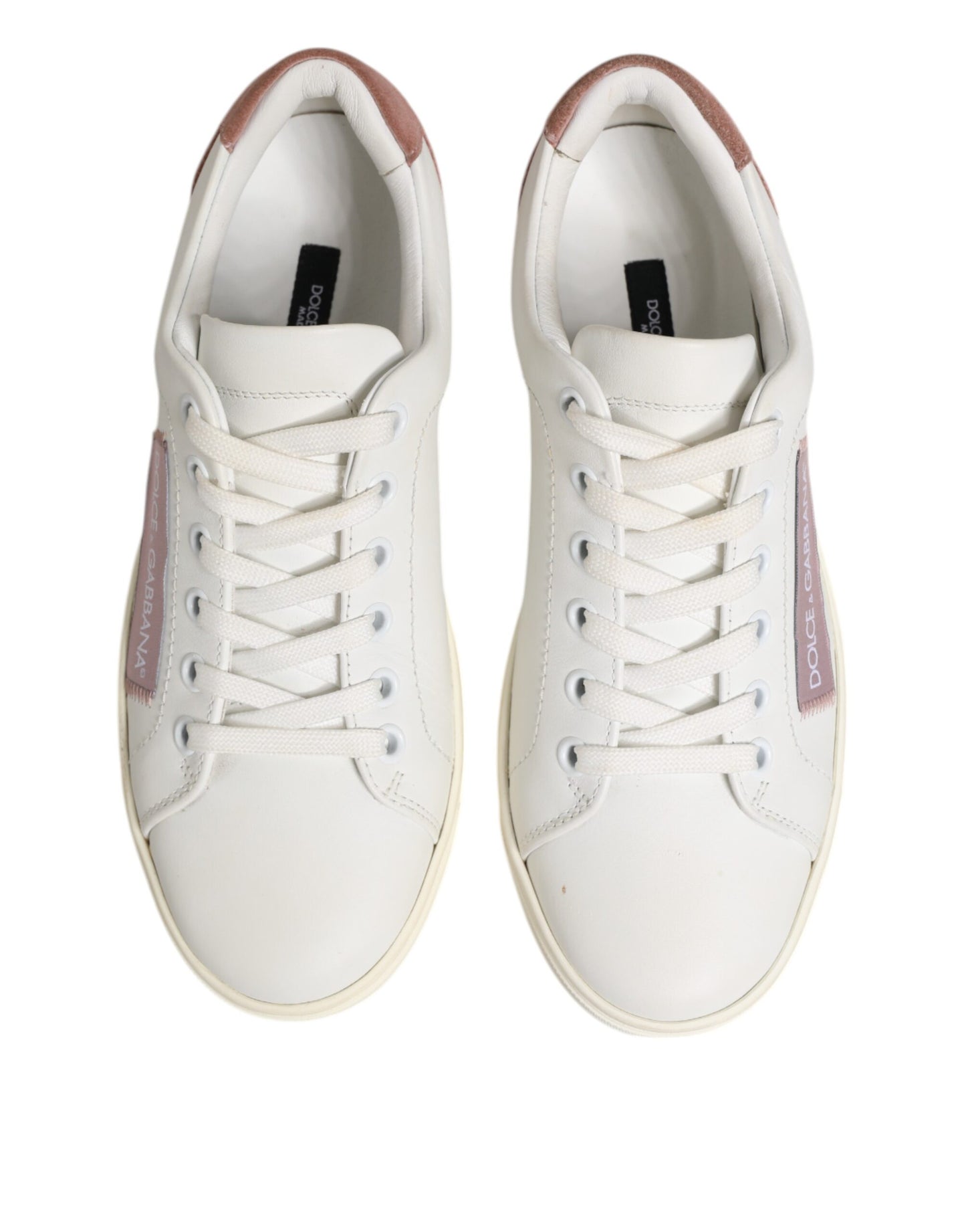 Zapatillas Bajas Dolce & Gabbana de Cuero Blanco y Rosa