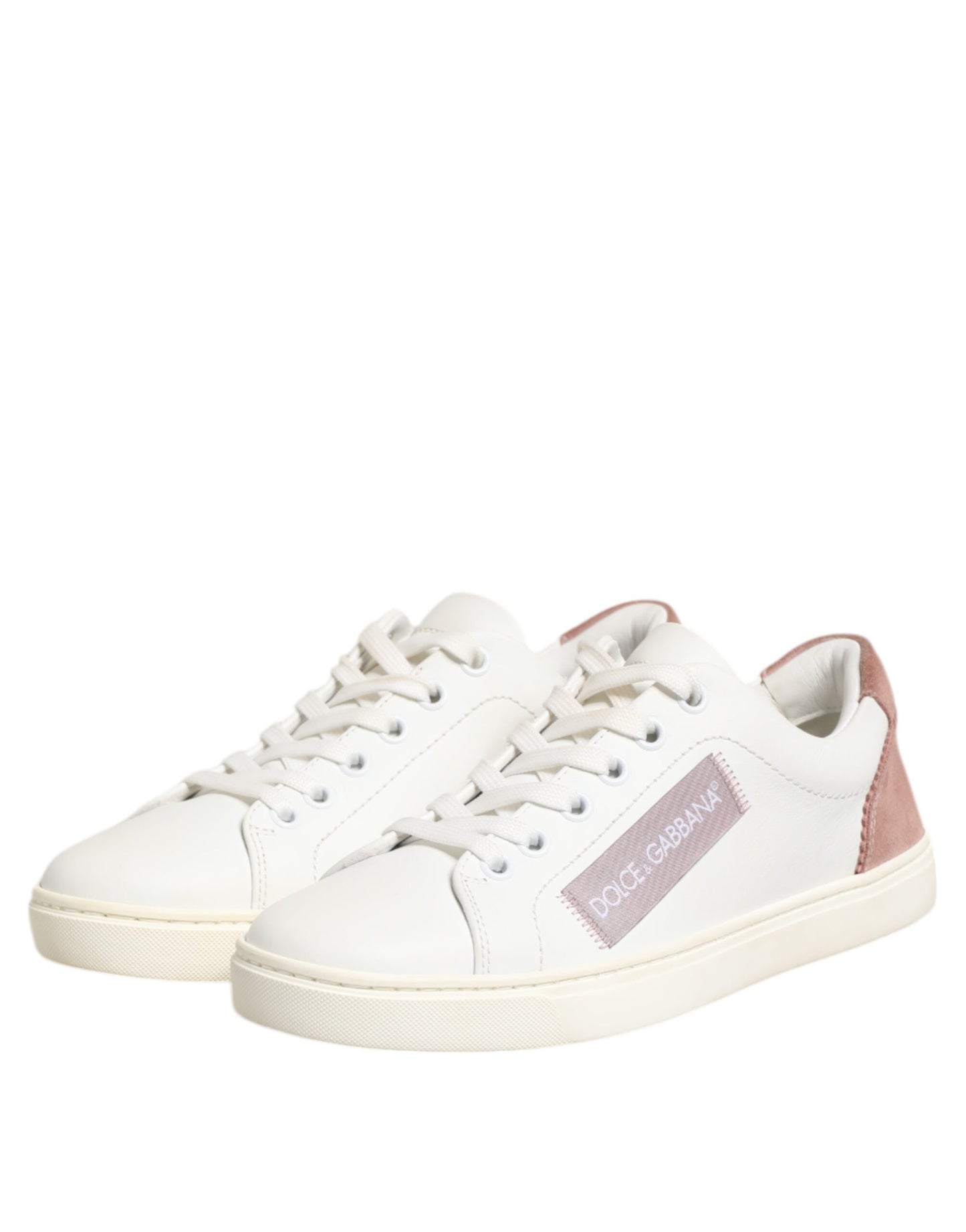Zapatillas Bajas Dolce & Gabbana de Cuero Blanco y Rosa