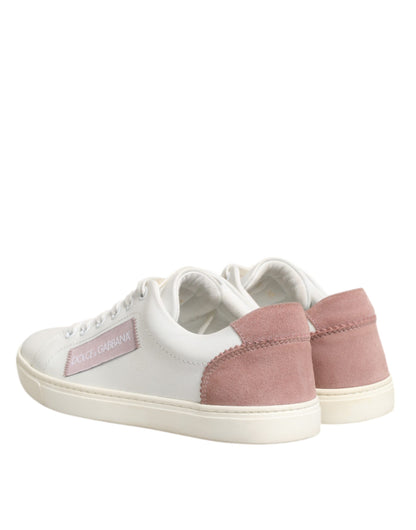 Zapatillas Bajas Dolce & Gabbana de Cuero Blanco y Rosa