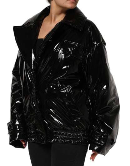 Chaqueta de plumón acolchada negra de poliéster Dolce & Gabbana