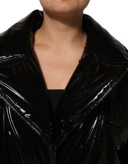 Chaqueta de plumón acolchada negra de poliéster Dolce & Gabbana