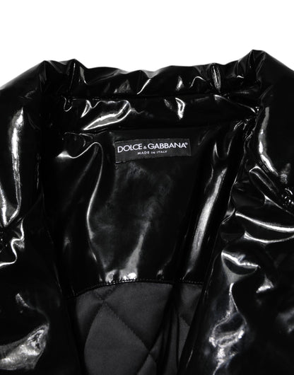Chaqueta de plumón acolchada negra de poliéster Dolce & Gabbana