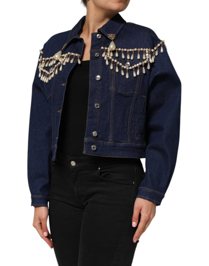 Chaqueta vaquera de algodón azul con cristales de Dolce & Gabbana