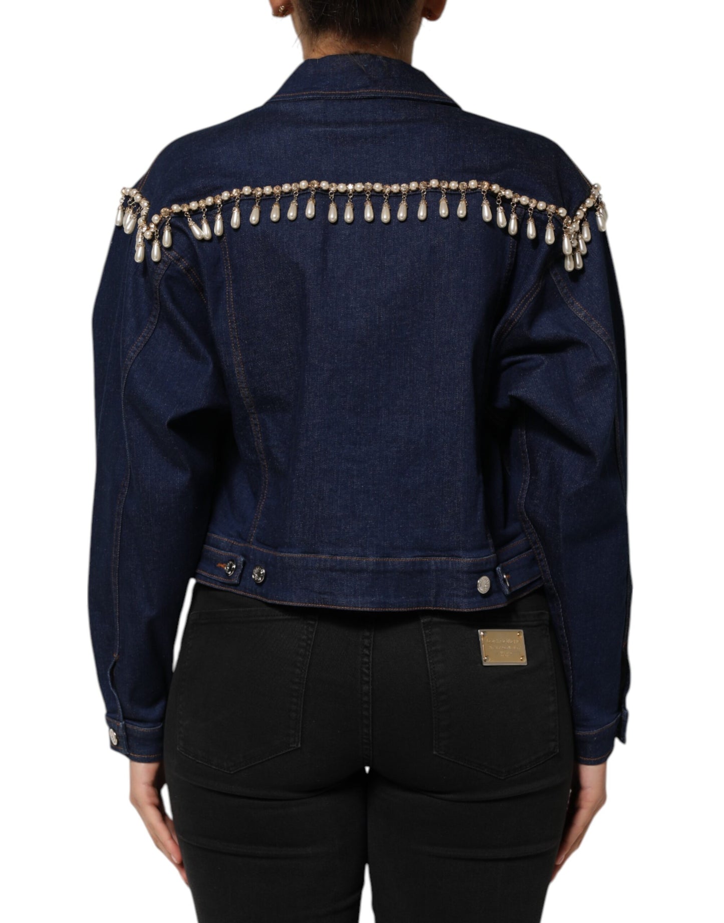 Chaqueta vaquera de algodón azul con cristales de Dolce & Gabbana