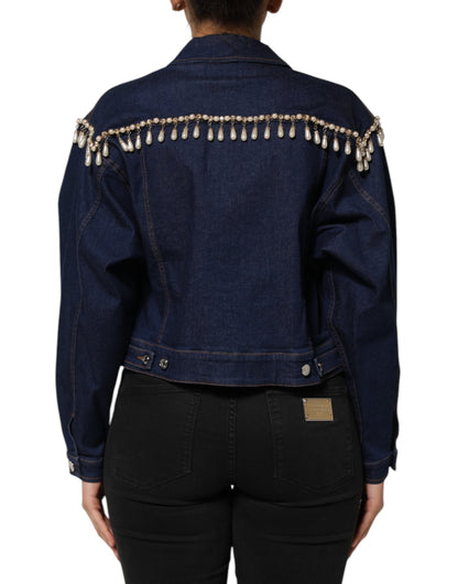 Chaqueta vaquera de algodón azul con cristales de Dolce & Gabbana