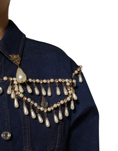 Chaqueta vaquera de algodón azul con cristales de Dolce & Gabbana
