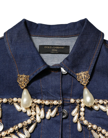 Chaqueta vaquera de algodón azul con cristales de Dolce & Gabbana