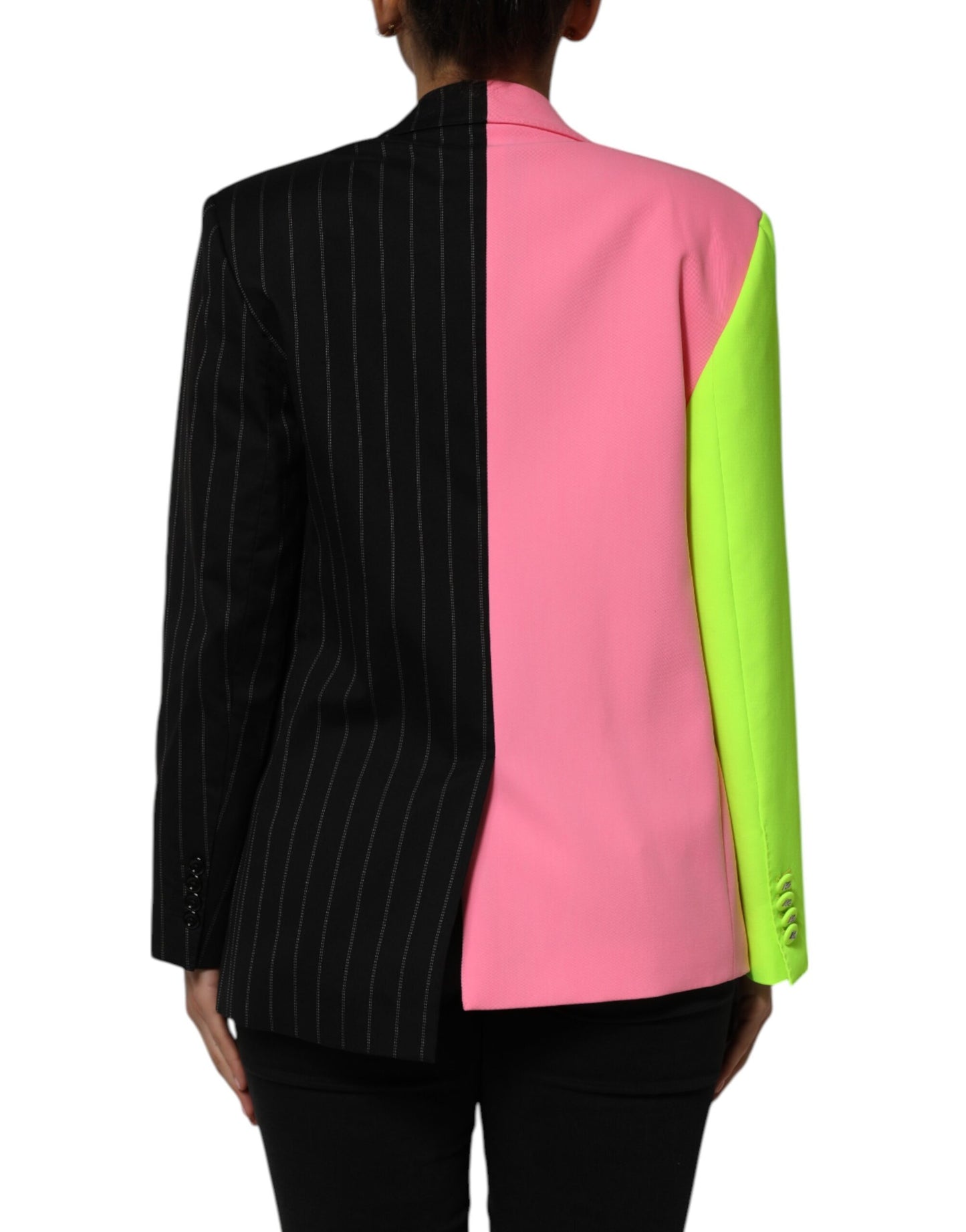 Chaqueta abrigo multicolor con retazos y adornos de Dolce & Gabbana