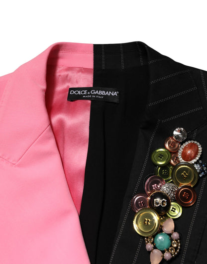 Chaqueta abrigo multicolor con retazos y adornos de Dolce & Gabbana