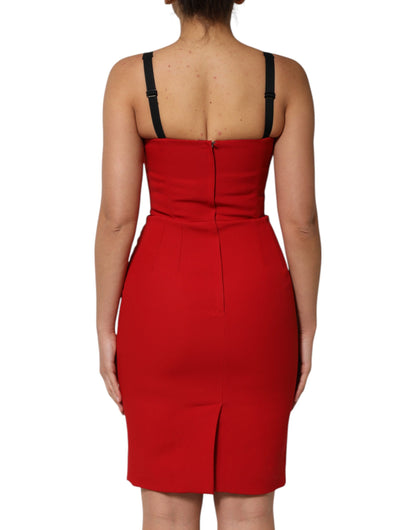 Vestido ajustado rojo elástico de Dolce & Gabbana a la altura de la rodilla