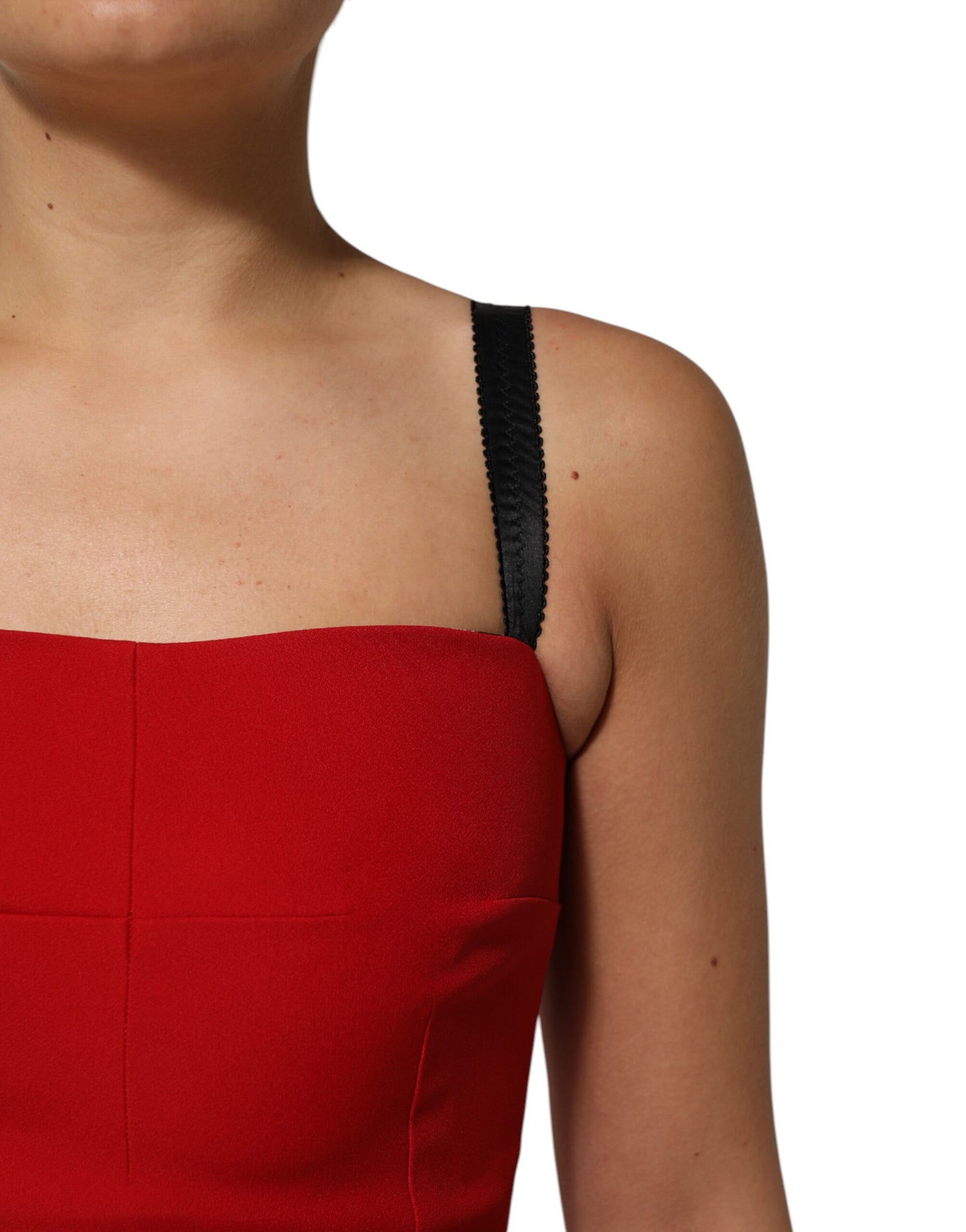 Vestido ajustado rojo elástico de Dolce & Gabbana a la altura de la rodilla