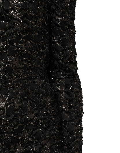 Vestido recto de esmoquin con lentejuelas negras y tweed de buclé de Dolce & Gabbana