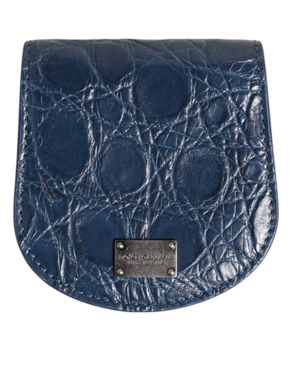 Monedero de bolsillo Dolce & Gabbana de piel exótica azul para monedas y preservativos