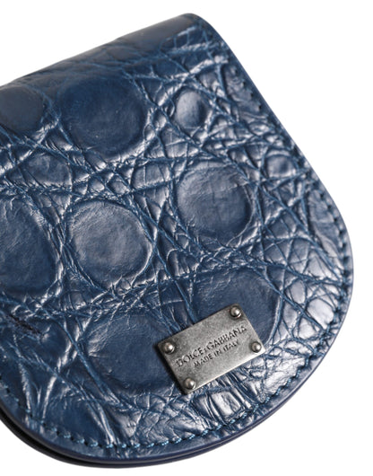 Monedero de bolsillo Dolce & Gabbana de piel exótica azul para monedas y preservativos
