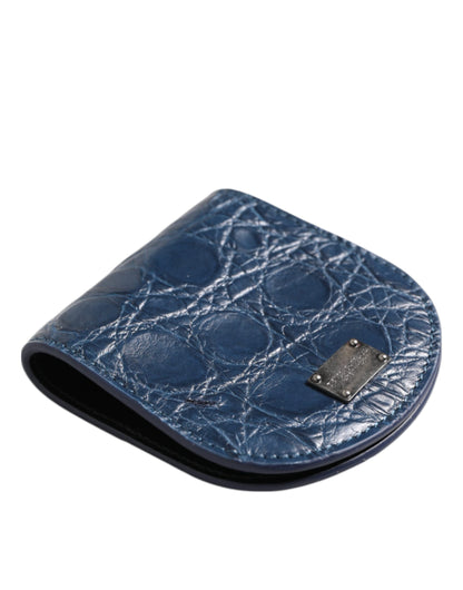 Monedero de bolsillo Dolce & Gabbana de piel exótica azul para monedas y preservativos