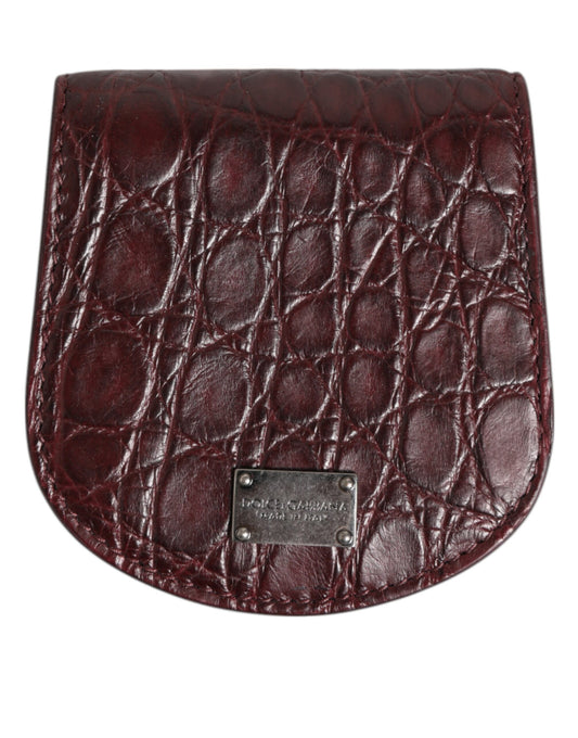 Monedero de Piel Exótica Color Borgoña para Monedas/Preservativos Dolce & Gabbana
