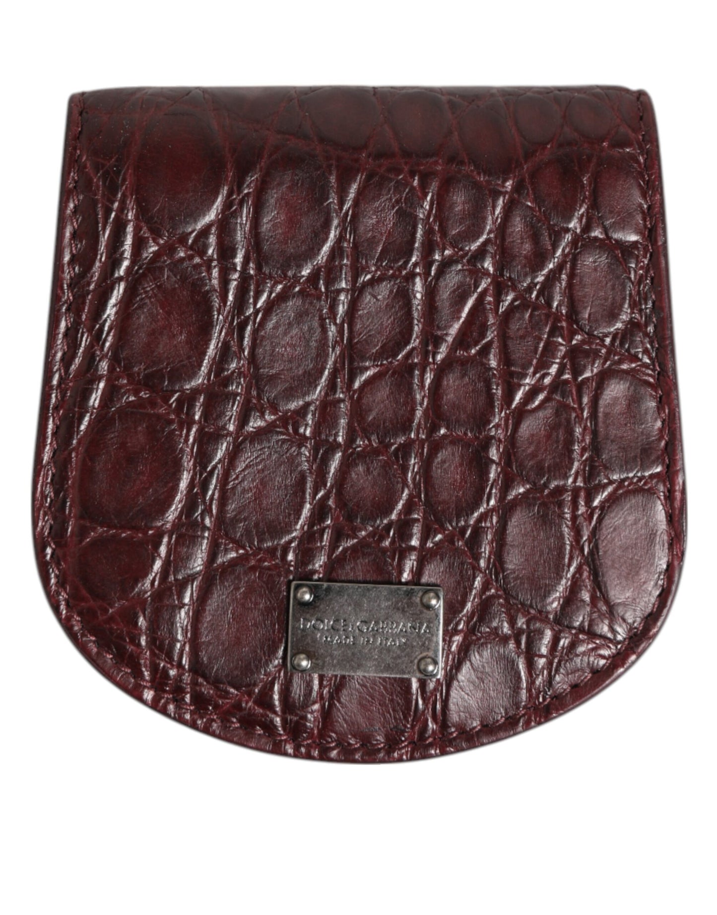 Monedero de Piel Exótica Color Borgoña para Monedas/Preservativos Dolce & Gabbana