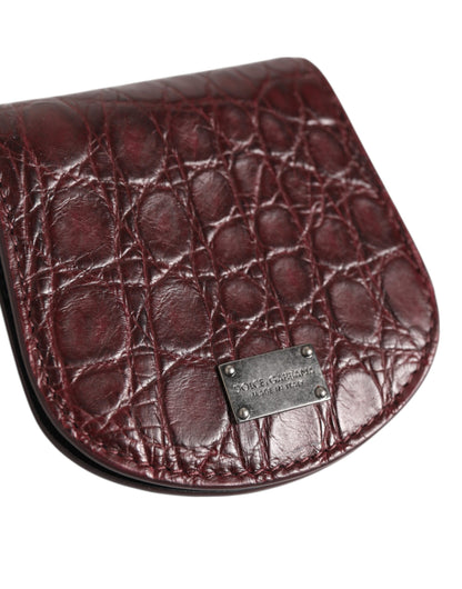 Monedero de Piel Exótica Color Borgoña para Monedas/Preservativos Dolce & Gabbana