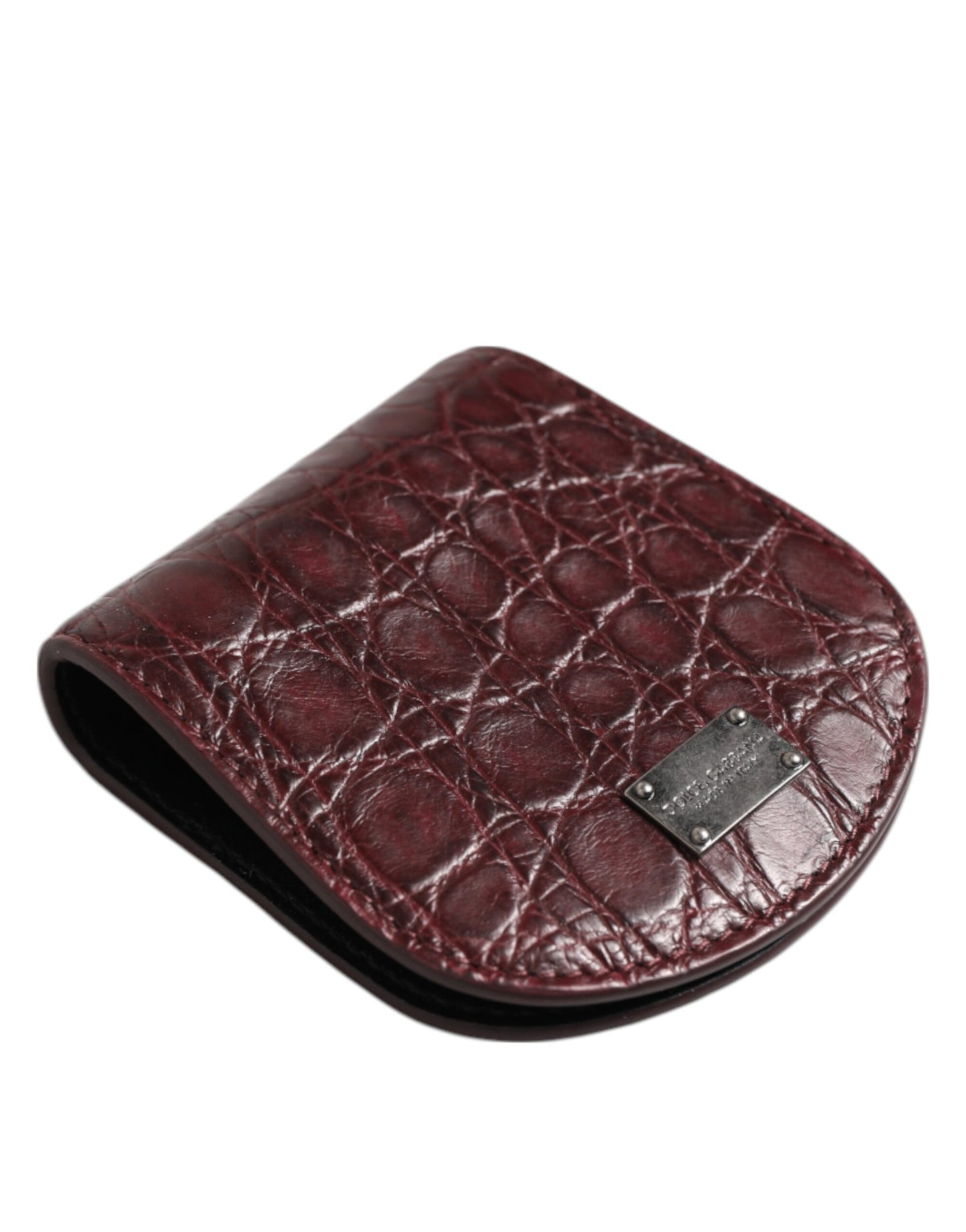 Monedero de Piel Exótica Color Borgoña para Monedas/Preservativos Dolce & Gabbana