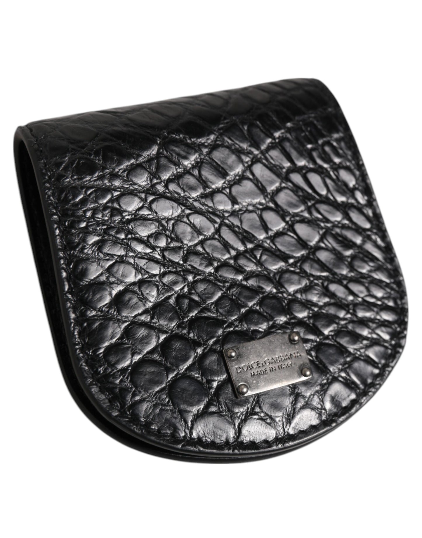 Monedero/tarjetero de bolsillo Dolce & Gabbana de piel exótica negra para monedas/condones