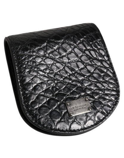 Monedero/tarjetero de bolsillo Dolce & Gabbana de piel exótica negra para monedas/condones