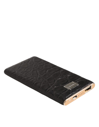 Cargador Power Bank USB Dolce & Gabbana de Cuero Negro y Piel Exótica 3000mAh