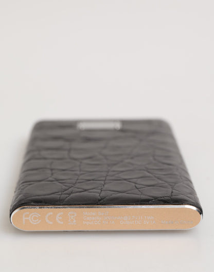 Cargador Power Bank USB Dolce & Gabbana de Cuero Negro y Piel Exótica 3000mAh