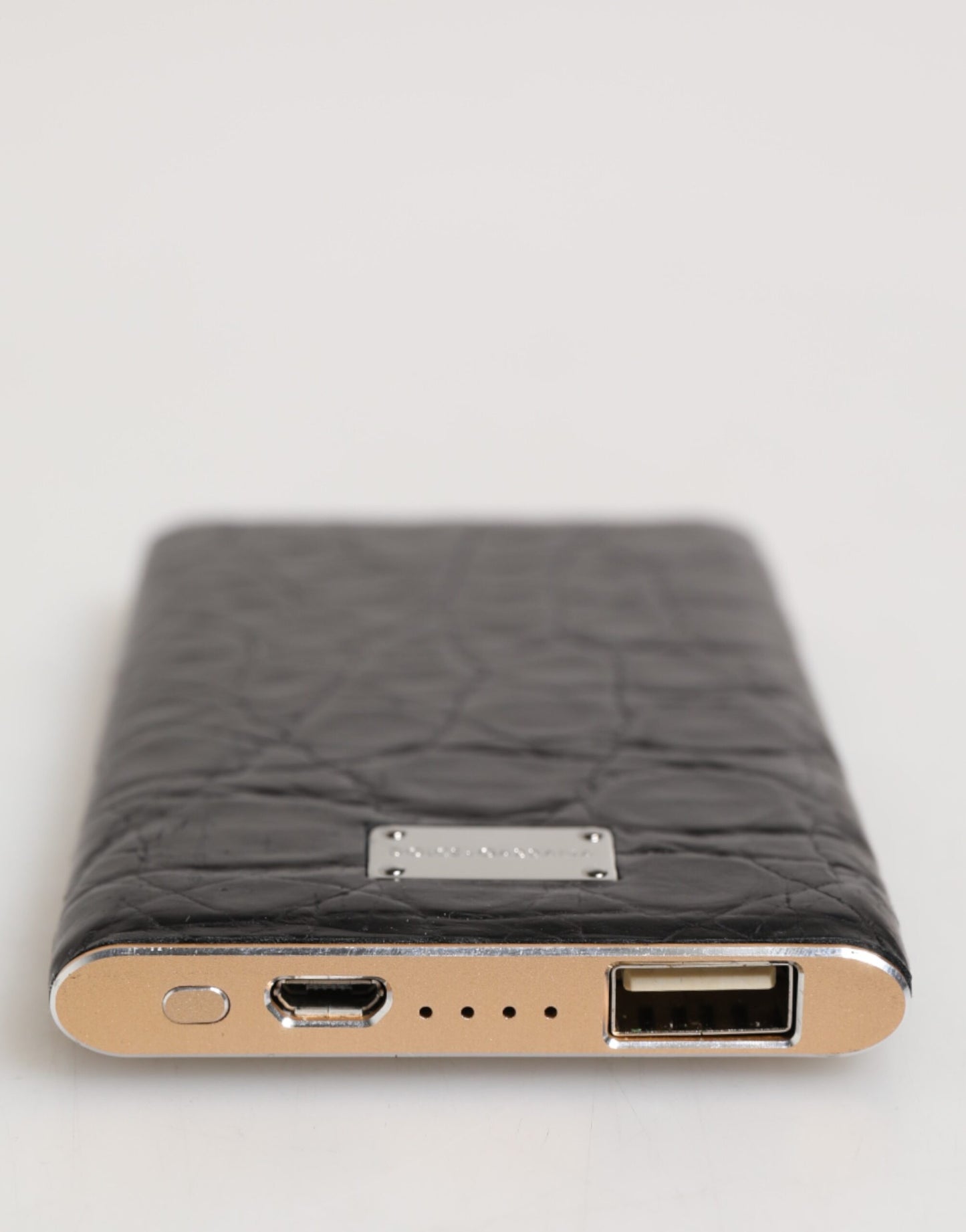 Cargador Power Bank USB Dolce & Gabbana de Cuero Negro y Piel Exótica 3000mAh