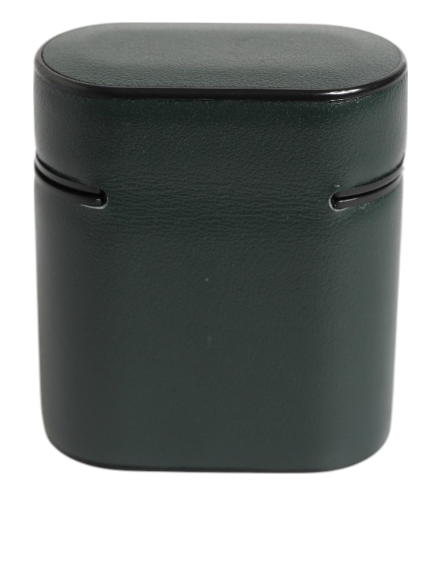 Funda para AirPods de hombre Dolce & Gabbana de cuero negro con logo impreso y solapa