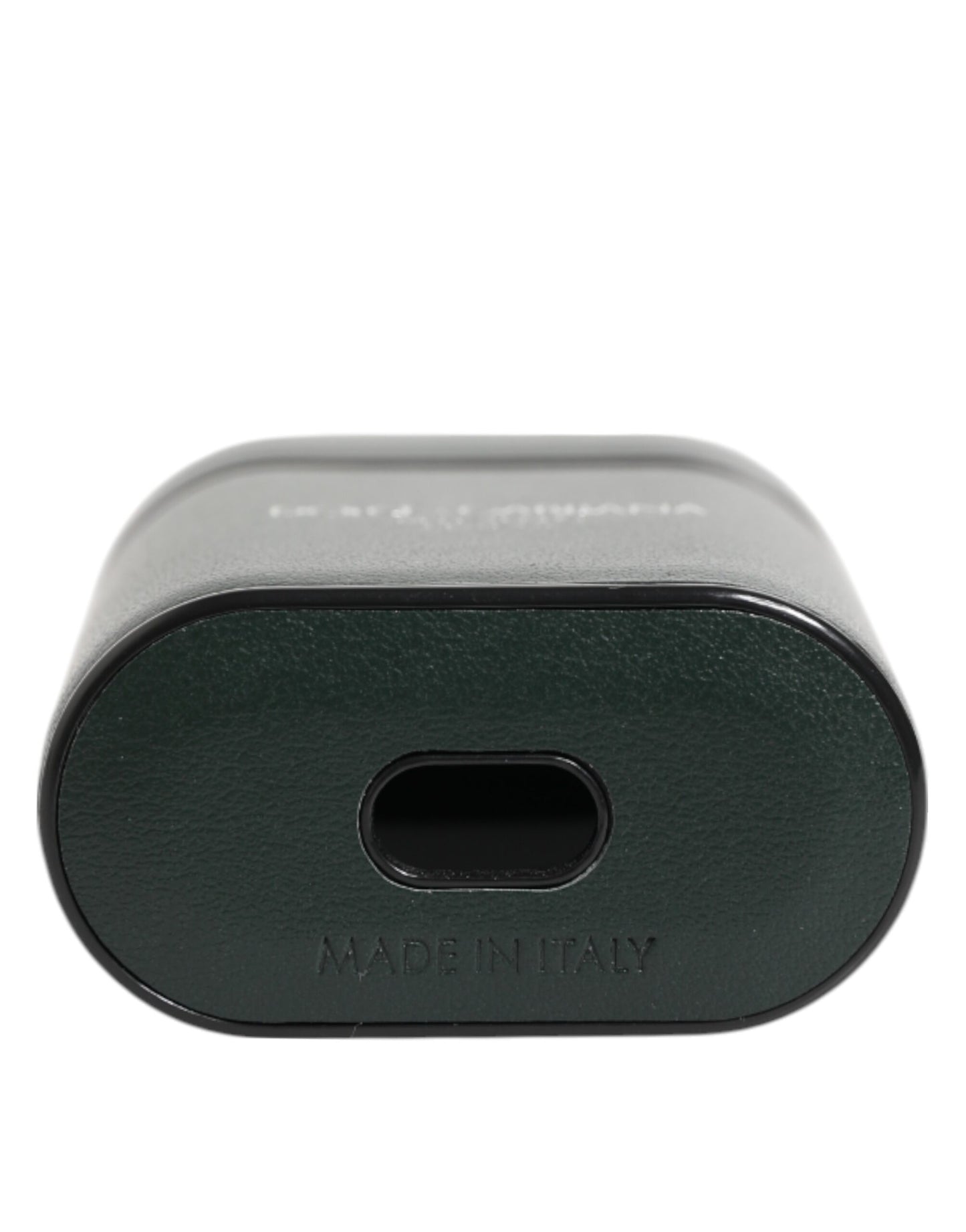 Funda para AirPods de hombre Dolce & Gabbana de cuero negro con logo impreso y solapa
