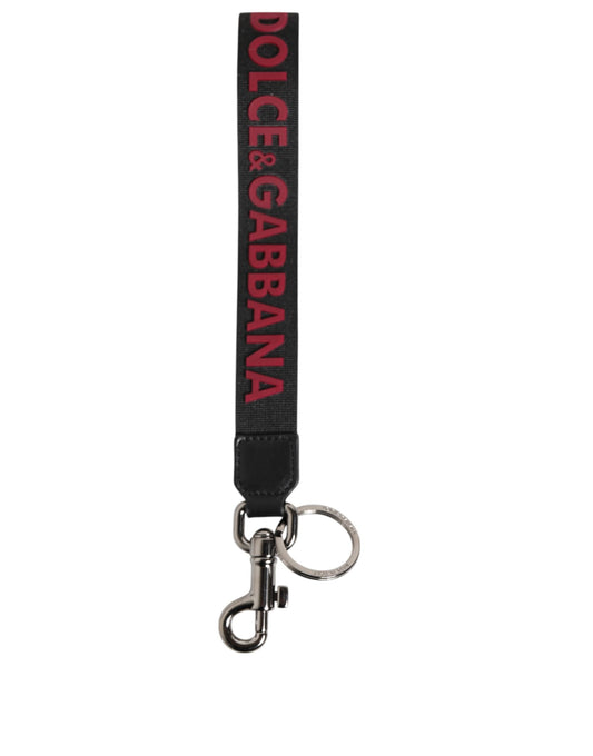 Dolce & Gabbana Negro Rojo DG Logo Poliéster Plateado Llavero para Hombre